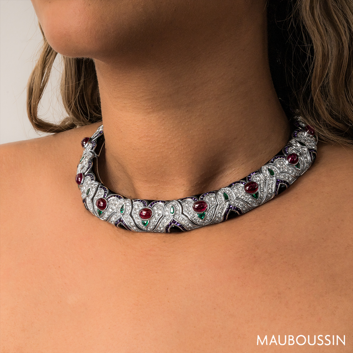 Mauboussin White Gold Multi-Gemstone & Diamond Necklace